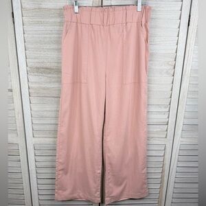 CI SONO Linen Blend Wide Leg Pants w Pull On Waist Pink-Large